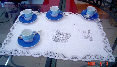 Freestanding lace tea time embroidery